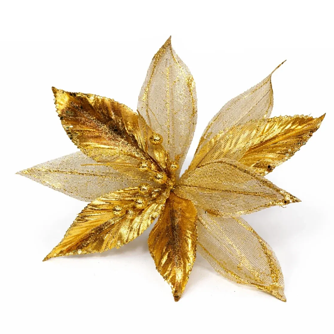 Artificial flower decoration, 31 × 20 cm, gold