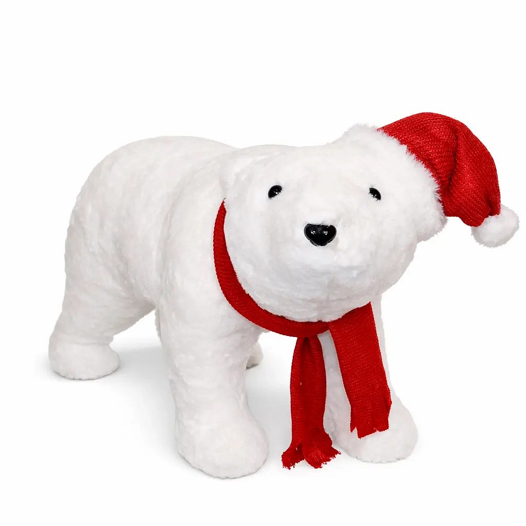 Polar bear decoration 70 × 28 × 44 cm, Polystyrene and plush, white