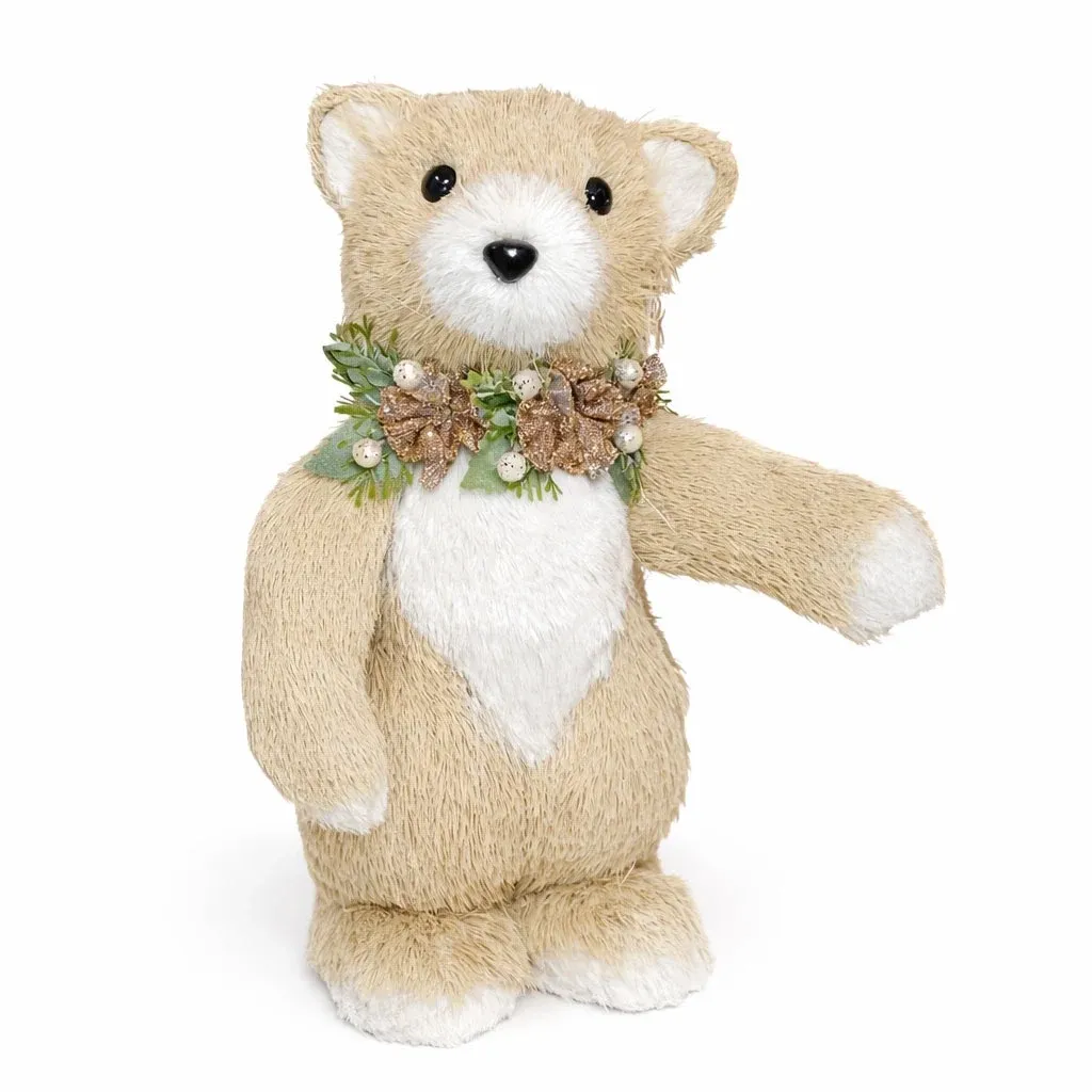 Teddy bear decoration 20 × 20 × 34 cm, Polystyrene and plush, beige