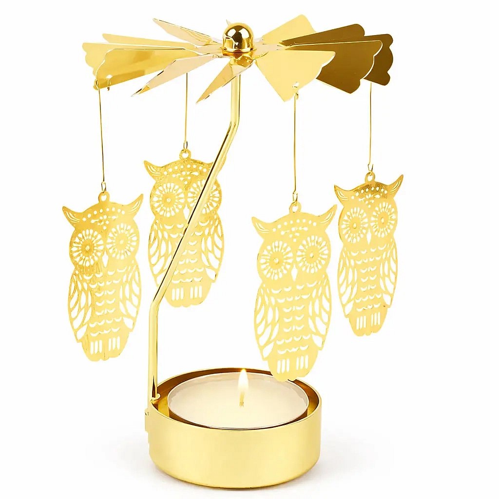 Angel ringing, 8 × 13 cm, owls, gold