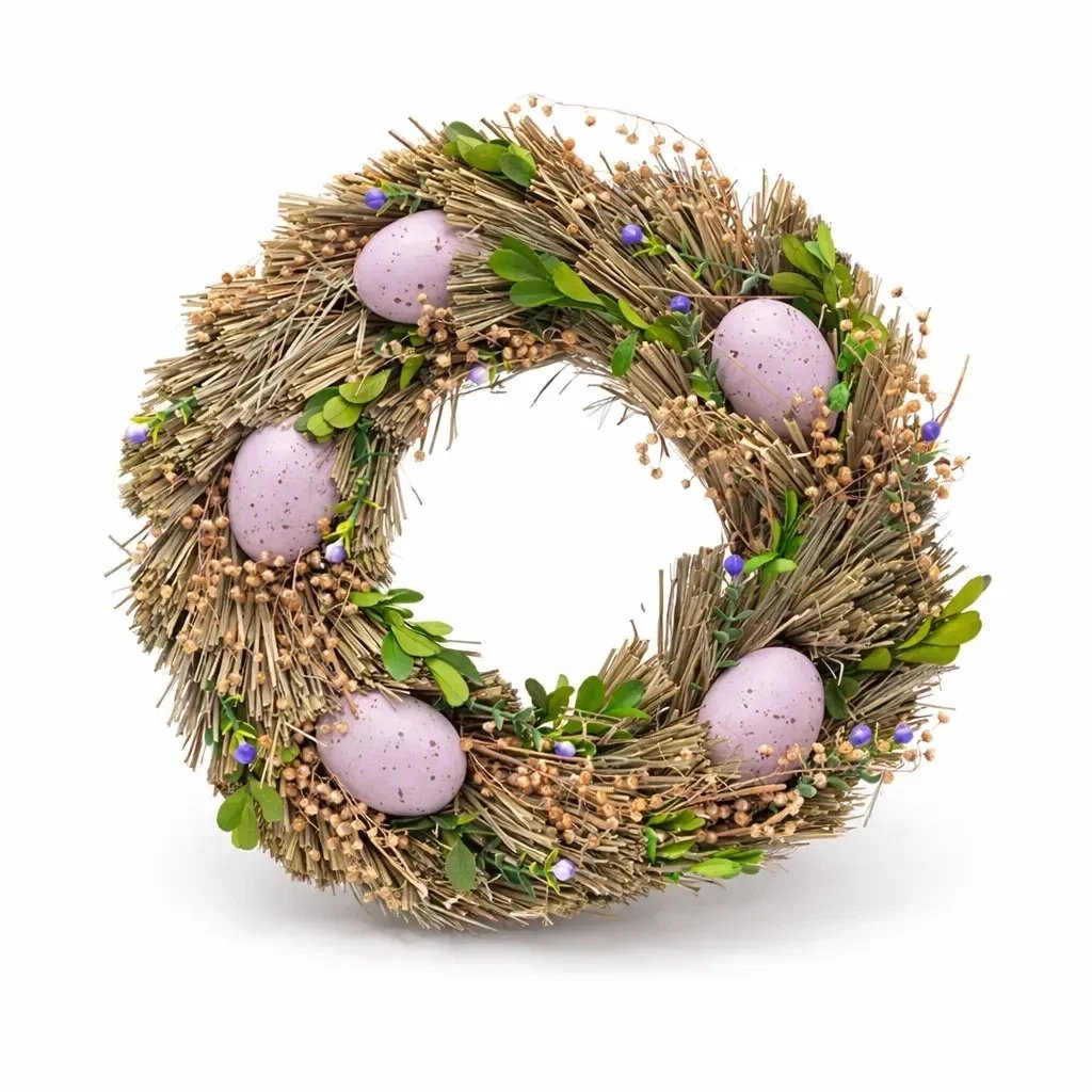 Easter door wreath 30 × 30 × 8 cm, plastic and wicker, outdoor