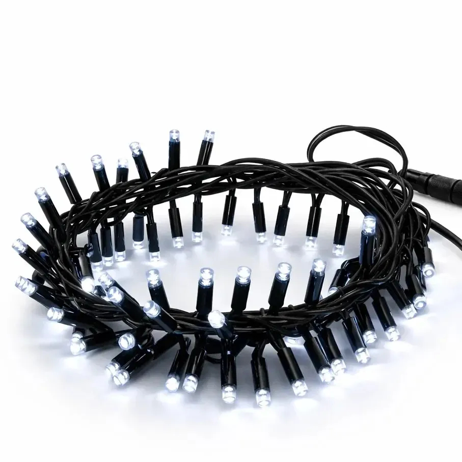 Easy Fix LED falling snow strand 70 cm, icy white 70 LEDs, black cable IP44, extension