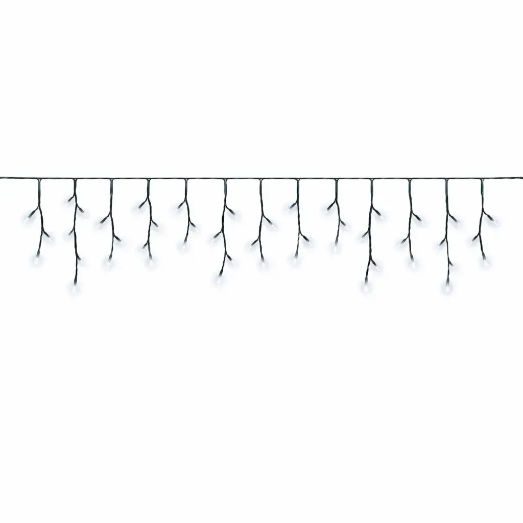 Hobby Line Outdoor LED Icicle Lights, 200 × 50 cm, Ice White, 40 LEDs, Dark Green Cable, IP44, Extension Cord