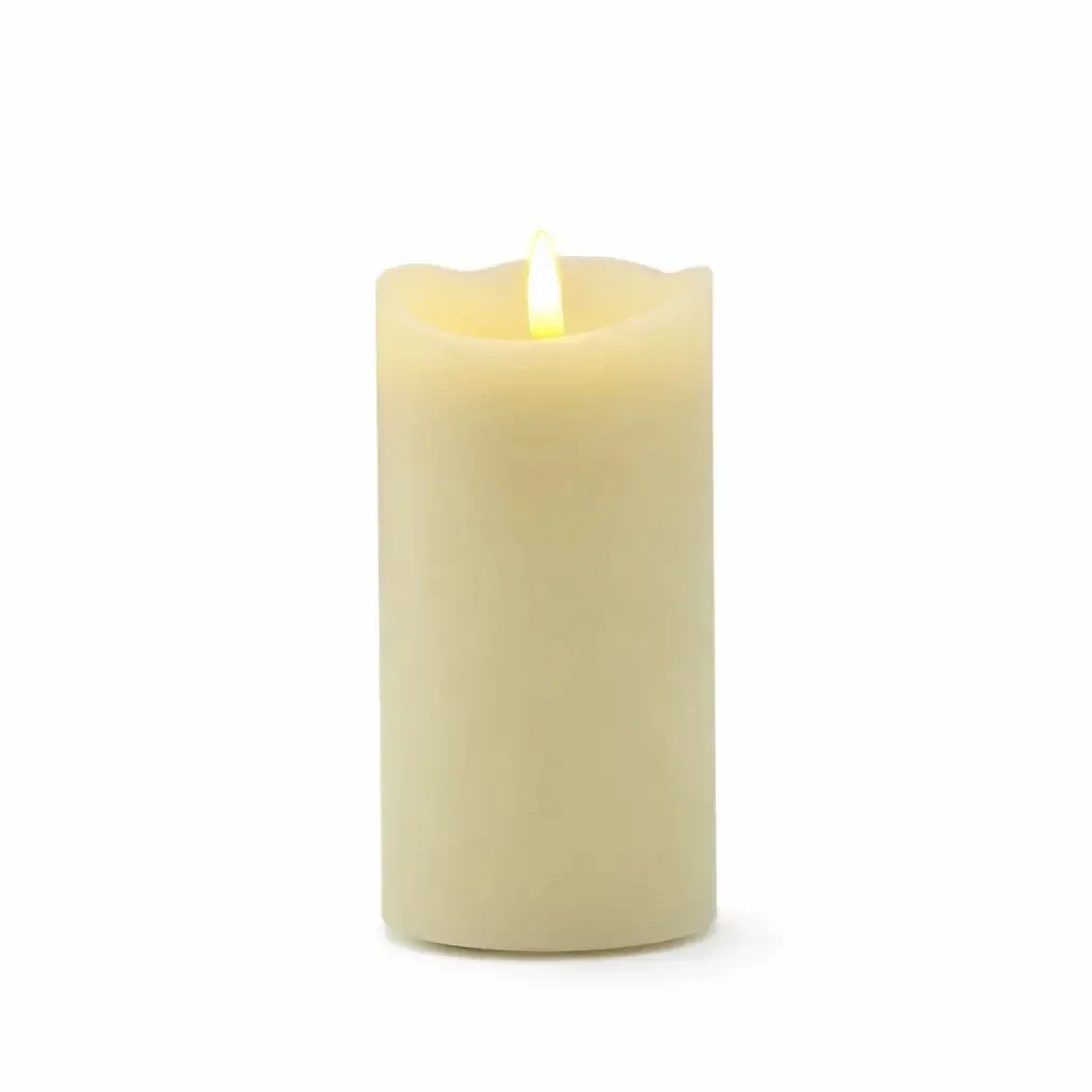 Battery-powered LED candle made of real wax, 8 × 15 cm, almond-scented, 2× AA