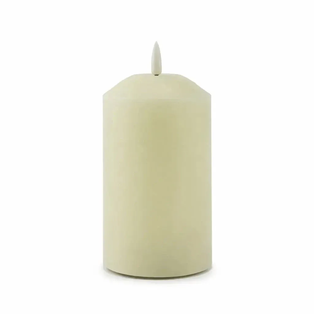 Battery-powered LED candle made of real wax, 7.5 × 12.5 cm, almond-scented, 2× AA
