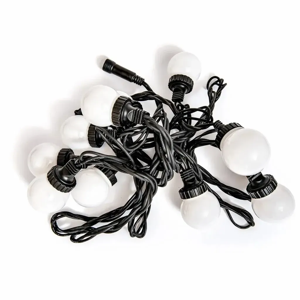 Easy Fix LED Party Lighting, 5 m, Outdoor, 10 Strings, 70 Ice-White LEDs, Black Cable, IP67, Extension Cord
