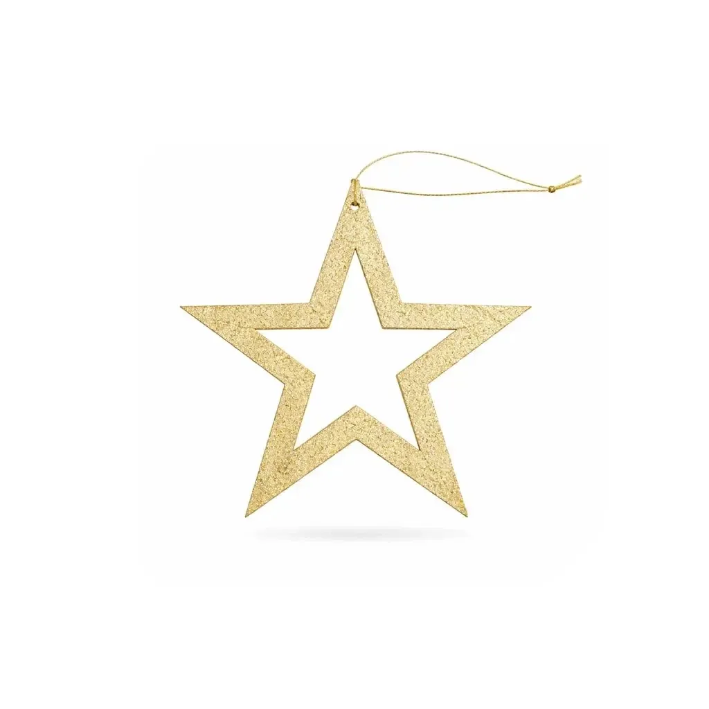 Christmas star ornament 15 cm gold, hollow, plywood, outdoor