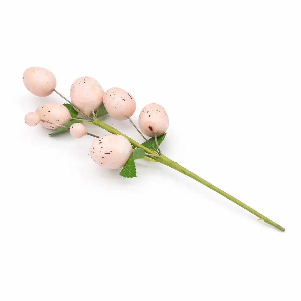 Easter twig with eggs, 24 × 8 cm, pink eggs, plastic, outdoor