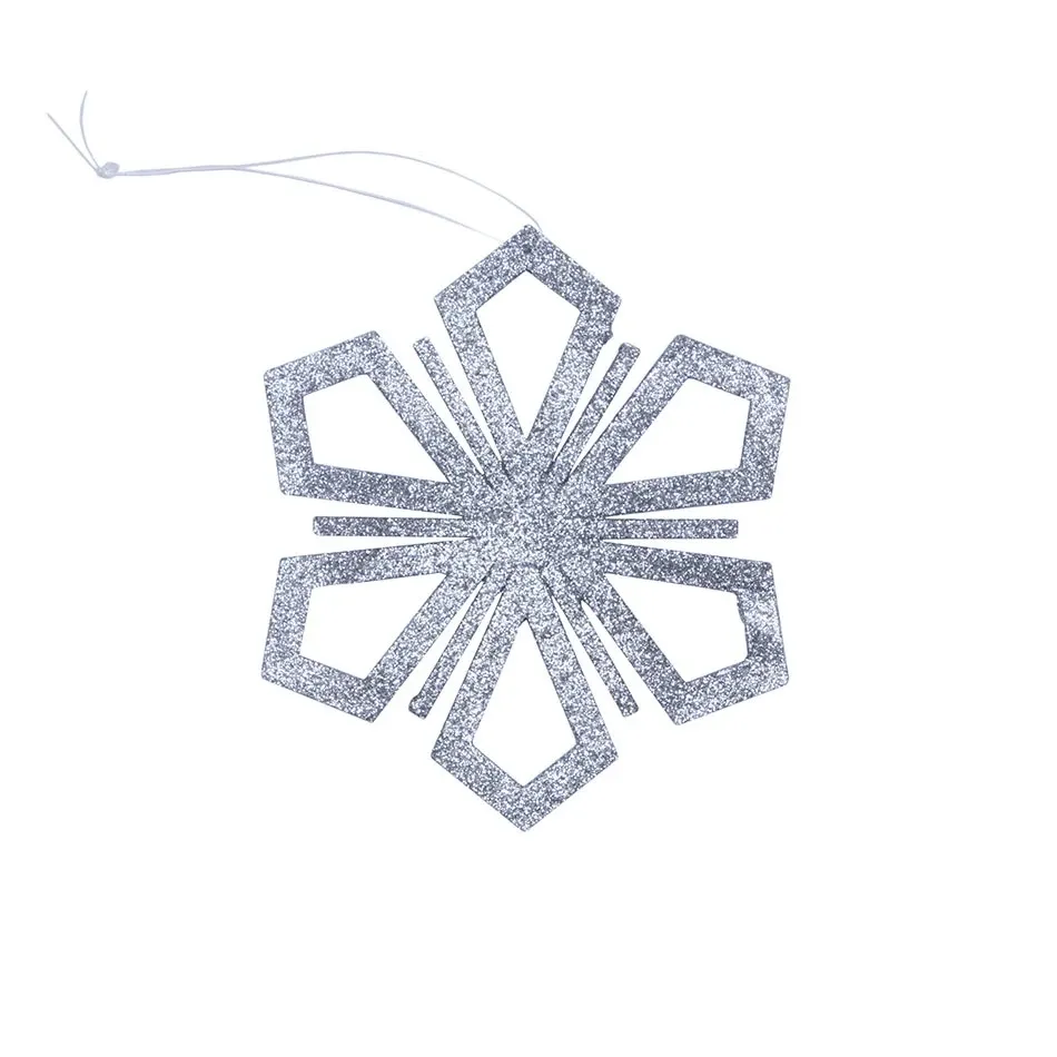 Christmas ornament snowflake II, diameter 15 cm, silver, plywood, outdoor