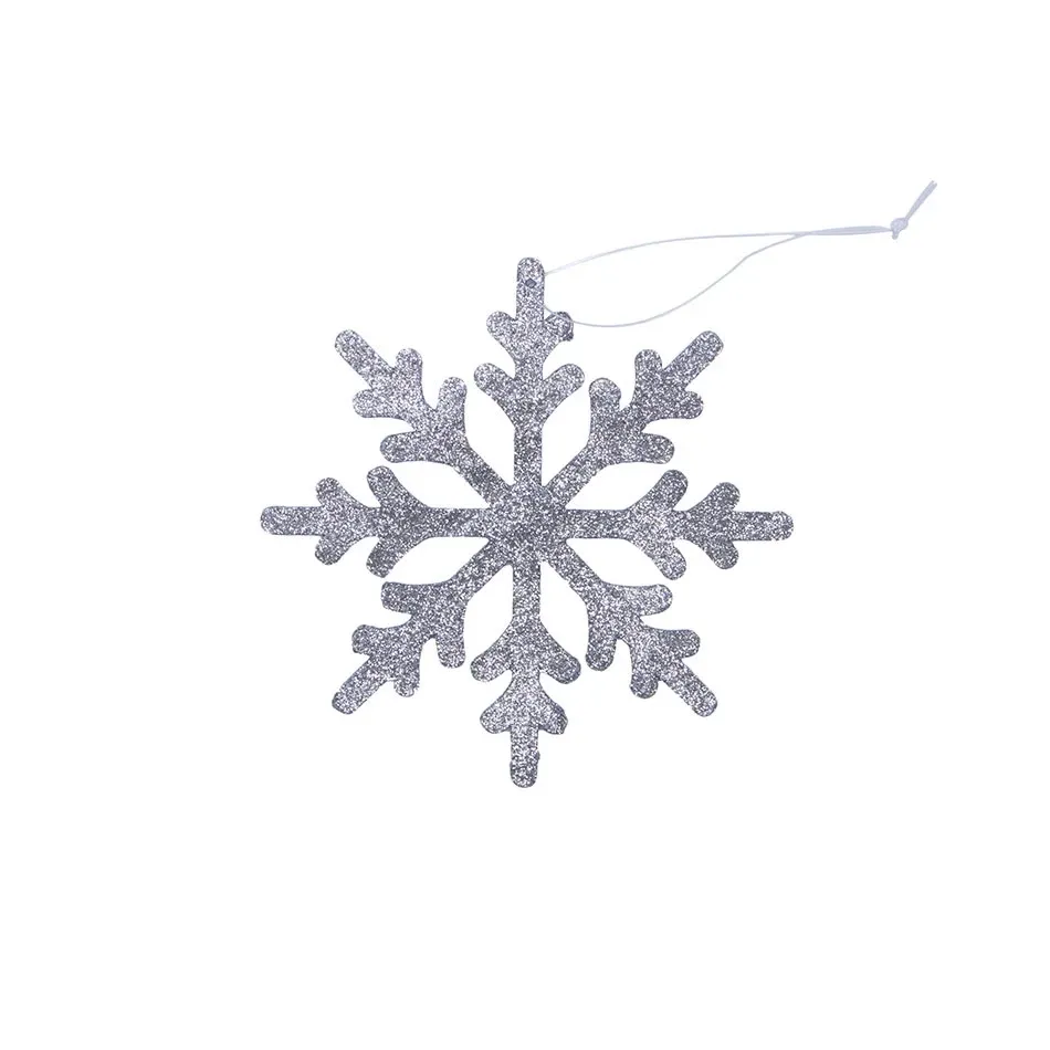 Christmas ornament snowflake IV, diameter 15 cm, silver, plywood, outdoor