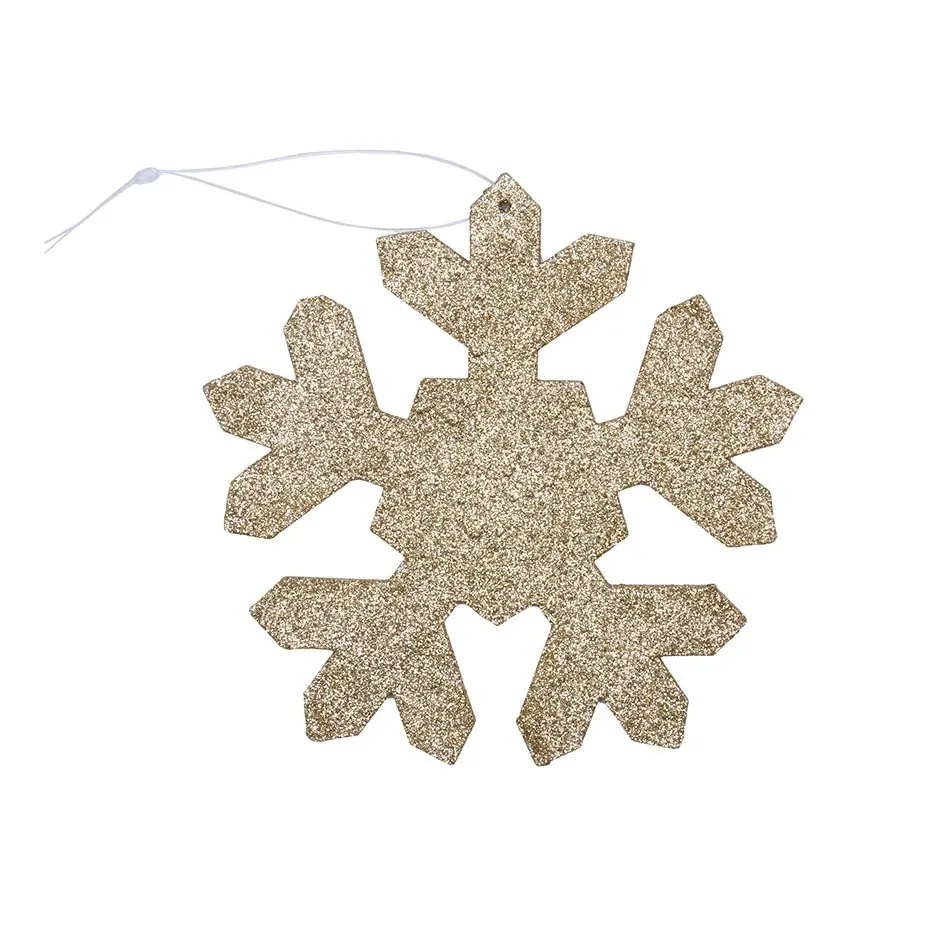 Christmas ornament snowflake I, diameter 15 cm, gold, plywood, outdoor
