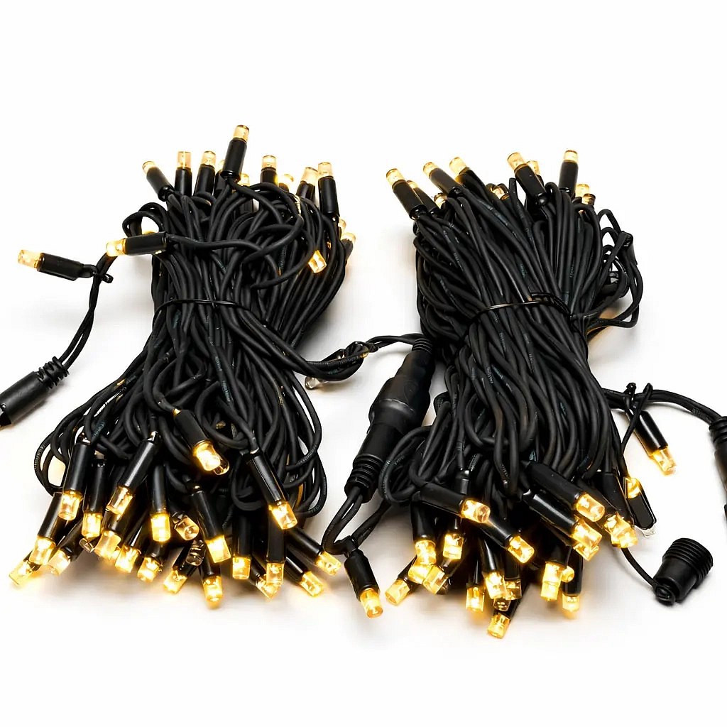 Easy Fix LED String Lights, 20 m, Outdoor, Warm White, 120 LEDs, Black Cable, IP44
