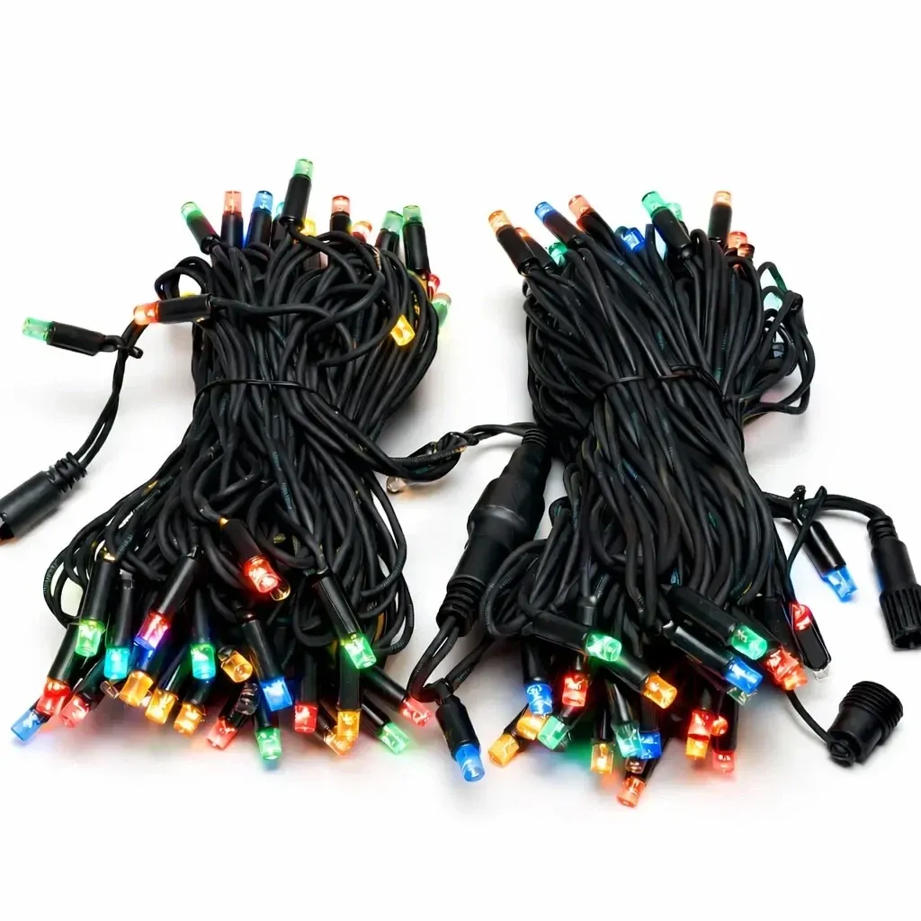 Easy Fix RGB LED String Lights, 20 m, Outdoor, 200 LEDs, Black Cable, IP67