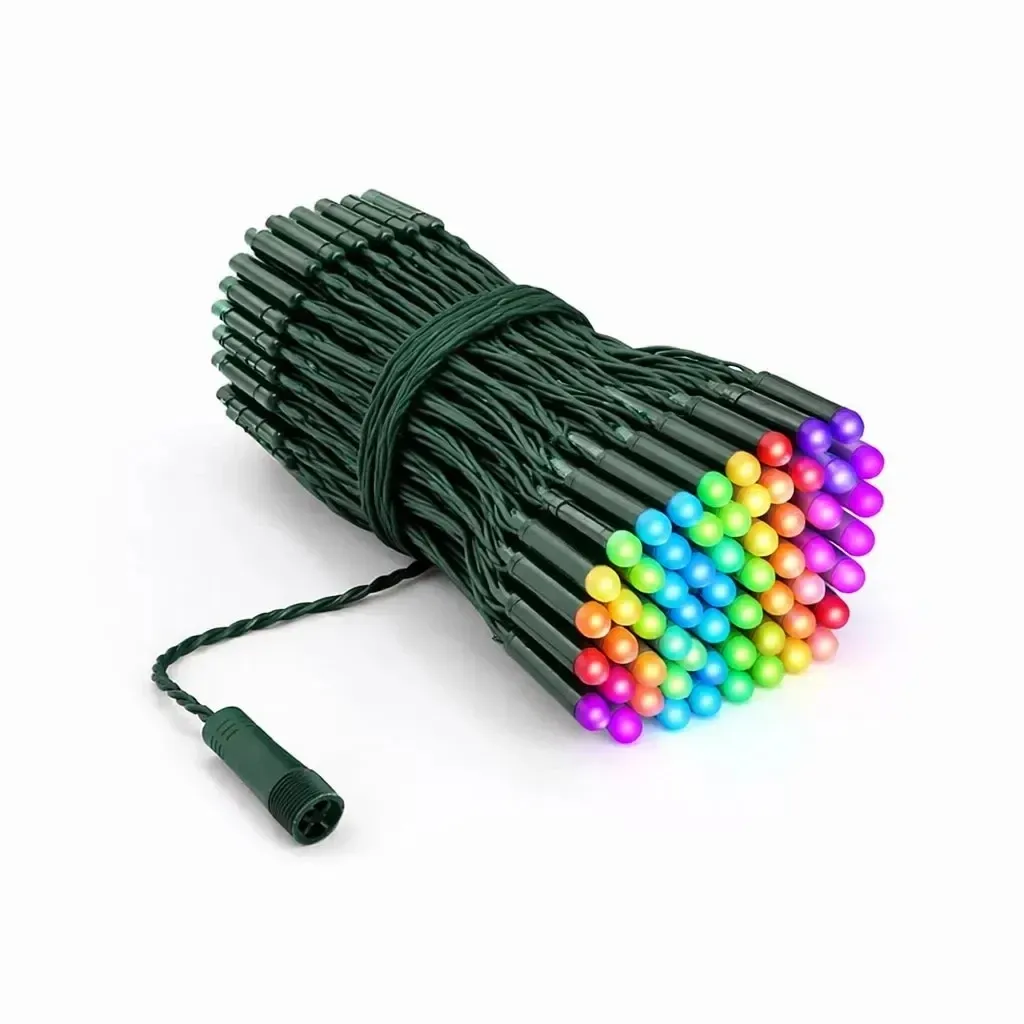 Twinkly Strings PRO Outdoor Colorful String Lights, 25 m, RGB, 250 LEDs, Dark Green Cable, IP44