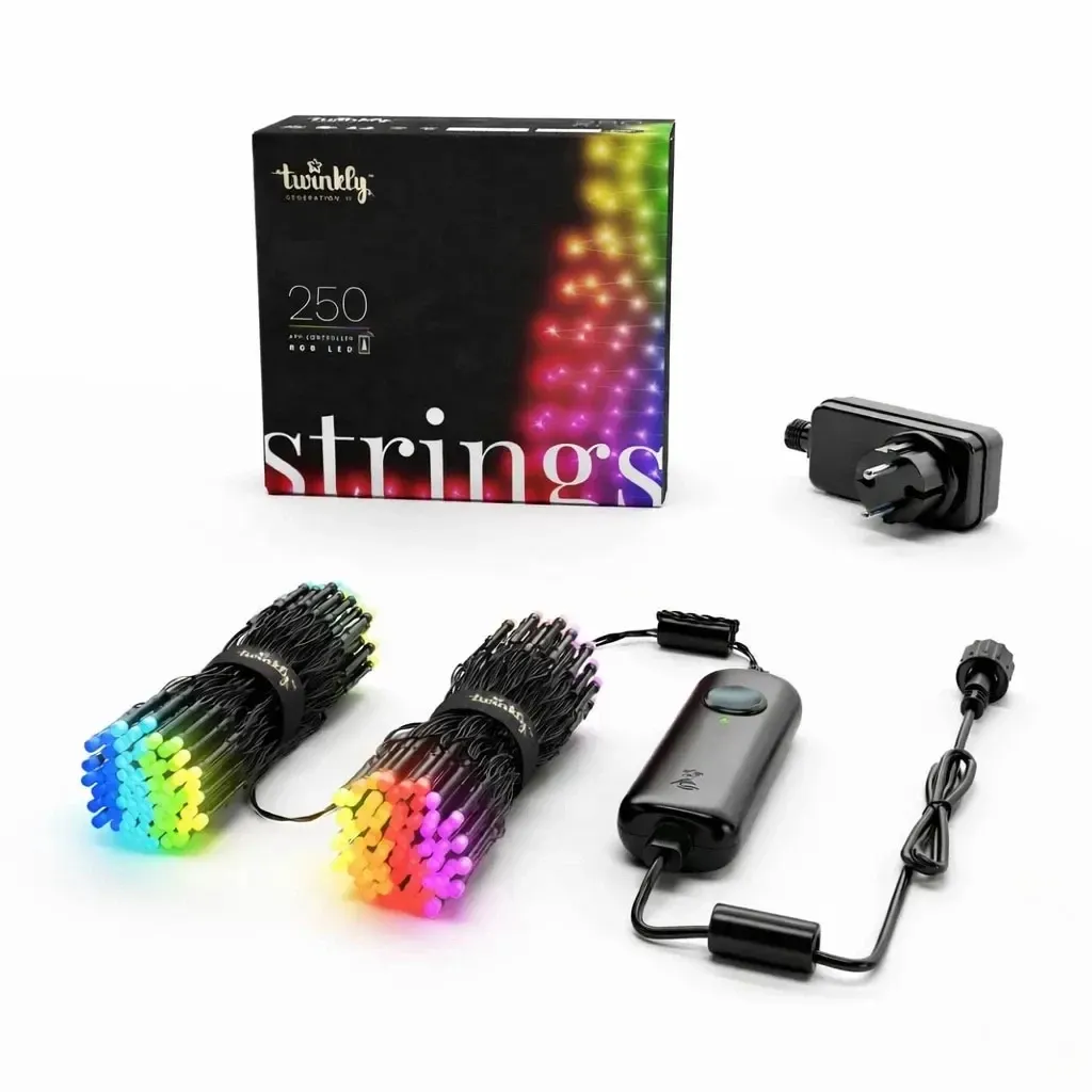 Twinkly Strings Outdoor Colorful LED Light String, RGB, 20 m, 250 LEDs, IP44,