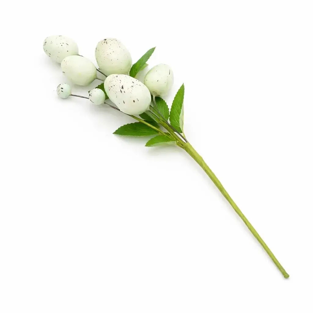 Easter twig, 24 × 8 cm, green and white eggs, plastic, outdoor