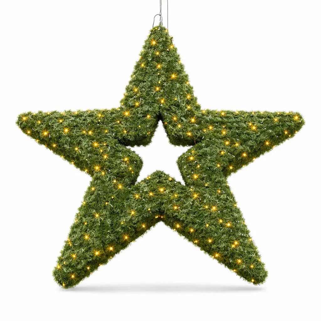Easy Fix 3D LED star light Ø 140 cm, matt green, warm white, aluminium