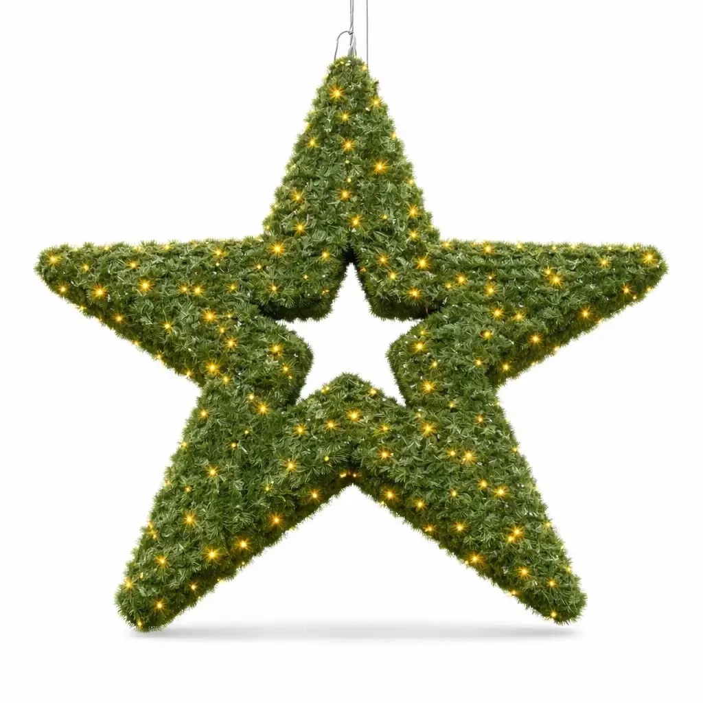Easy Fix 3D LED star light Ø 140 cm, matt green, warm white, aluminium