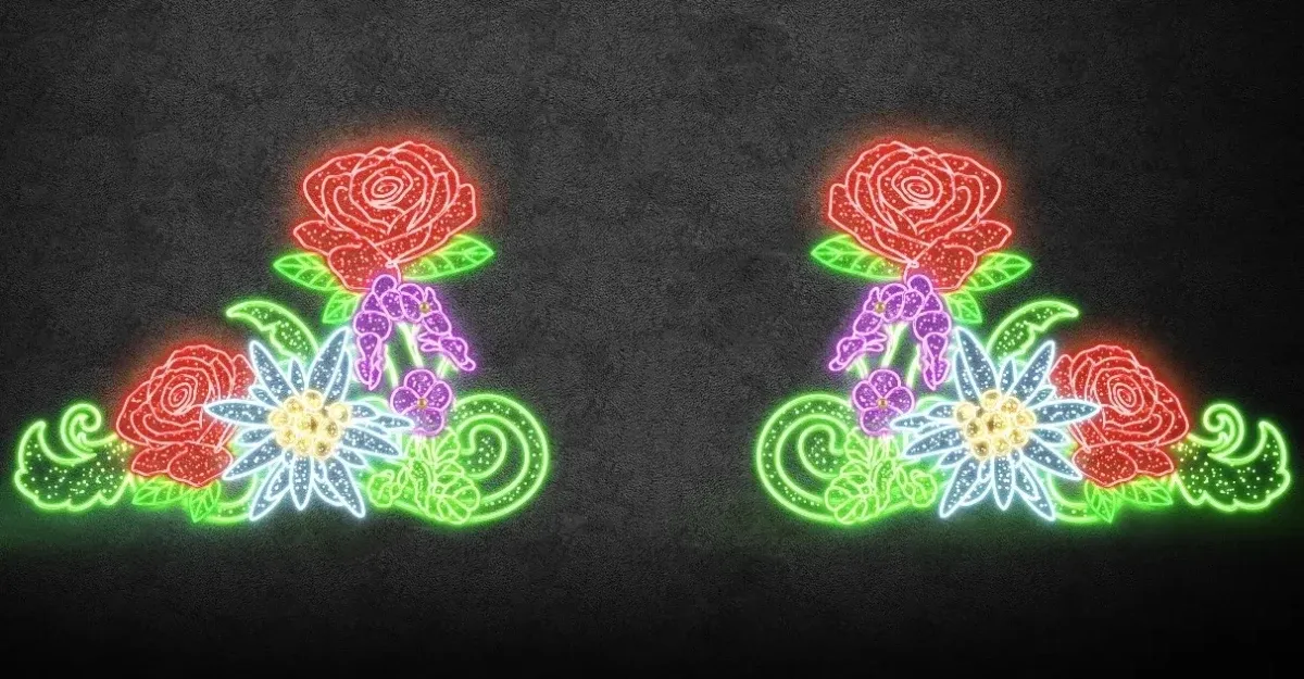 LED light flowers, one piece 325 x 230 cm, coloured, 36V, 110W, made of 14 pieces