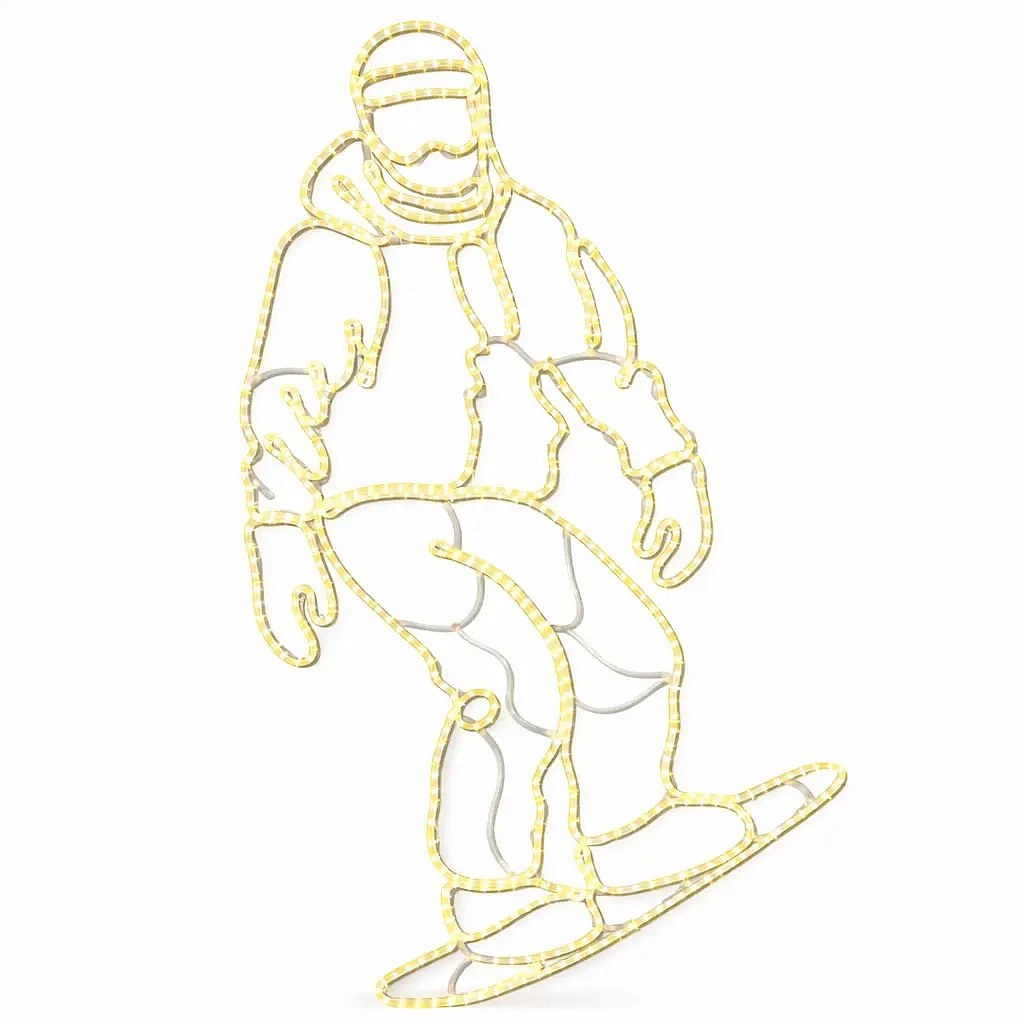 Eco Fix 2D LED light decor snowboarder, 120 × 230 × 4 cm, warm white, hanging, 3D printing