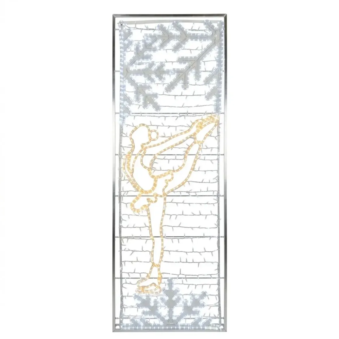 Easy Fix 2D LED light banner figure skater, 80 × 247 cm, warm and icy white, hanging, 3D printed, aluminium frame