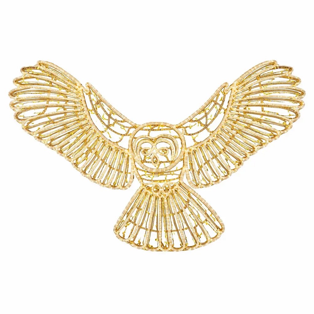 Easy Fix 2D LED light owl in flight, hanging, 140 × 100 cm, warm white, 3D printing