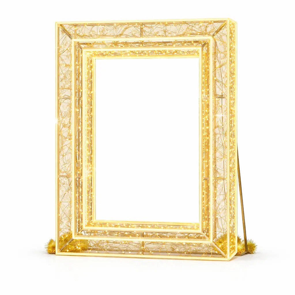 Eco Fix 3D LED light photo frame, standing photopoint, 170 × 230 × 20 cm, warm white, aluminium