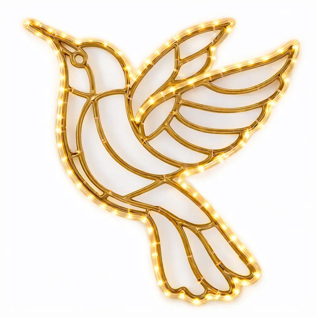 Easy Fix 2D LED dove light, warm white, 60 × 65 × 3 cm, 3D printing Eco, IP44 hanging