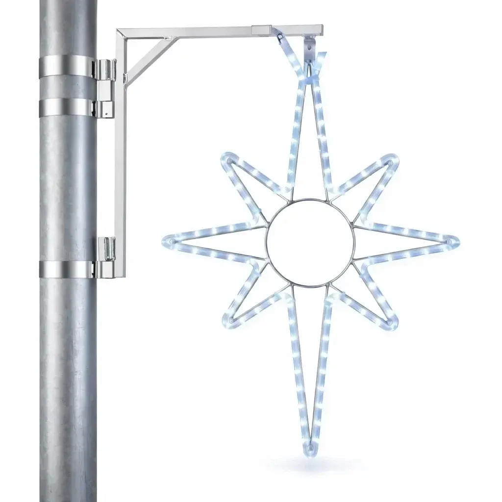 Easy Fix 2D LED star light for public lighting, 39 × 51 cm, ice white, aluminium