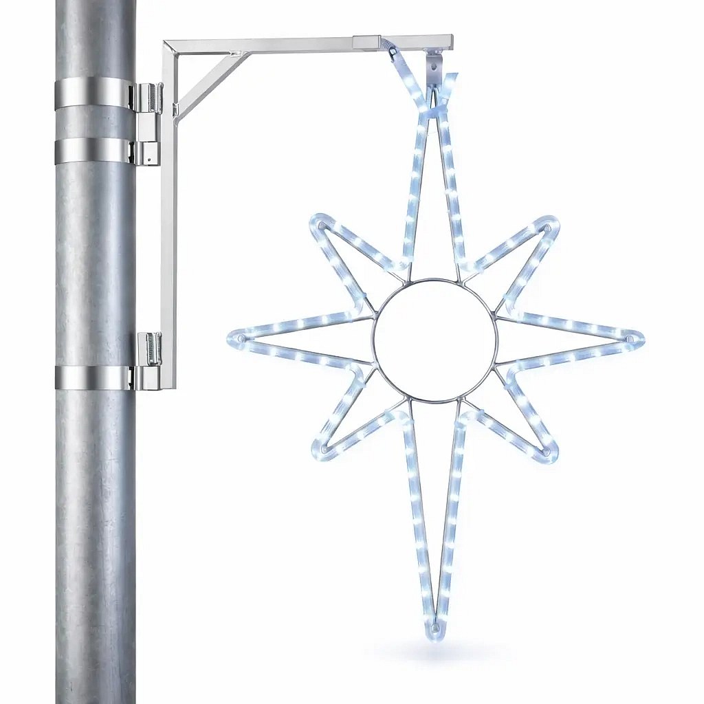 Easy Fix 2D LED star light, 45 × 70 cm, icy white, public lighting kit, aluminium