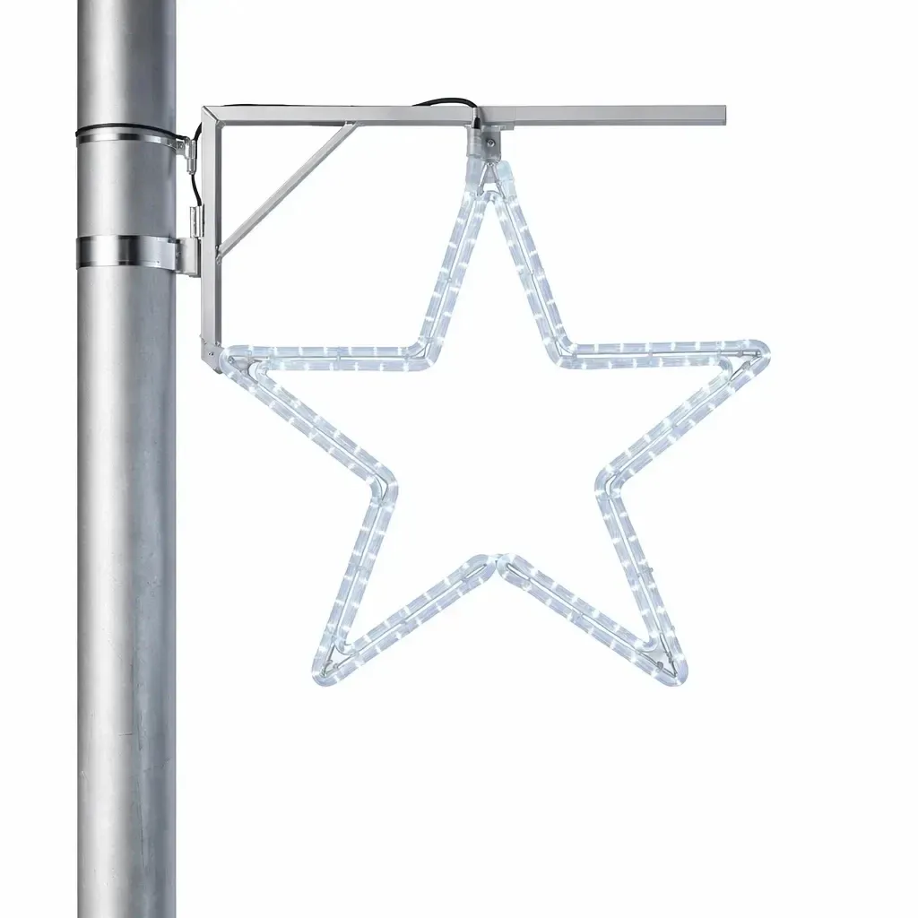 Easy Fix 2D LED star light XI. for public lighting, Ø 46 cm, ice white, aluminium