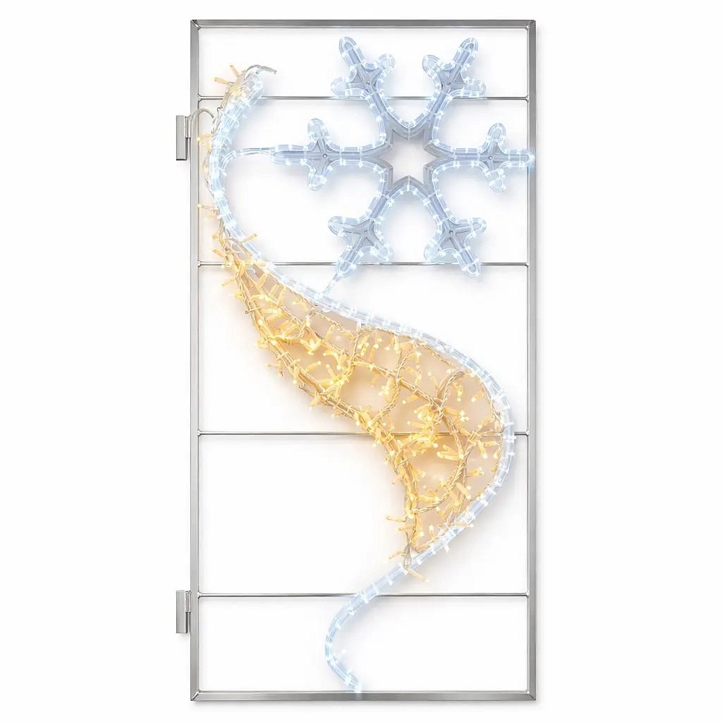Easy Fix 2D LED light banner snowflake, 70 × 135 cm, icy and warm white, decor for public lighting, aluminium
