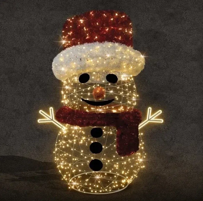 3D illuminated snowman, 150 x 200 x 150 cm, warm white, 36V/230V, made of 4 parts