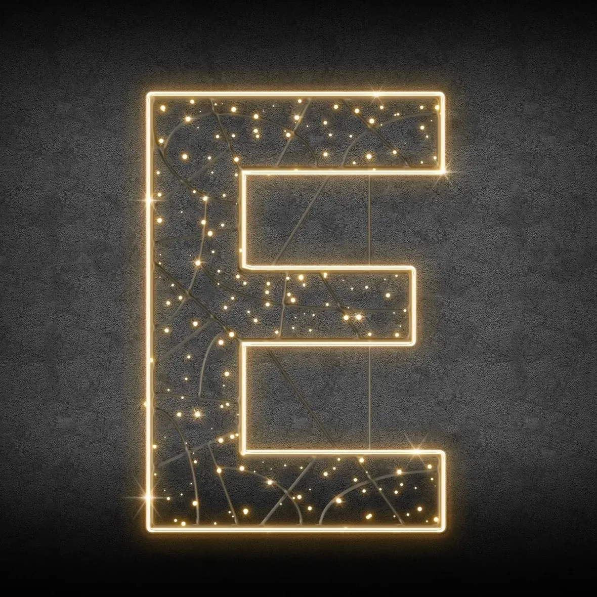 Eco Fix 2D LED light letter E, height 150 cm, warm white