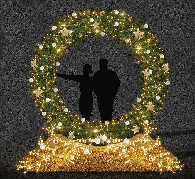 3D light wreath, 300 x 400 x 125 cm, warm white, 230V, 108 W, 119,4 kg, made of 5 parts