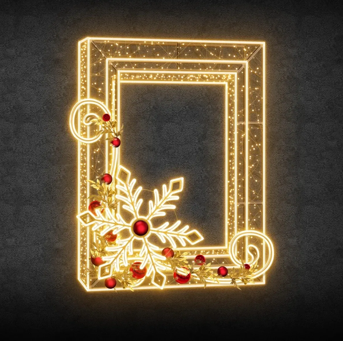 Eco Fix 3D LED light frame, 230 × 170 × 20 cm, warm white, aluminium