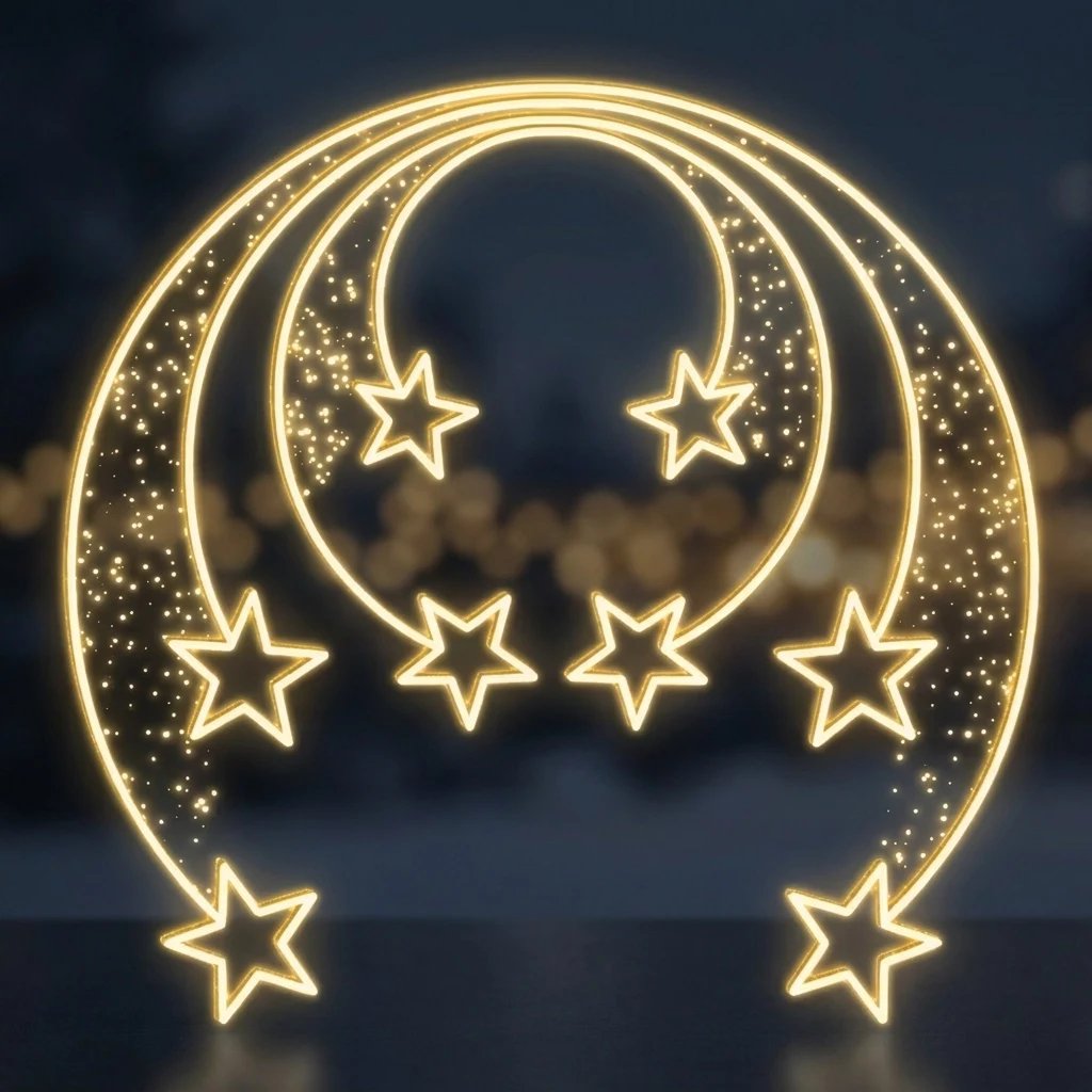 Easy Fix 2D LED light decor, 8 stars, Ø 200 cm, warm white, hanging, aluminium