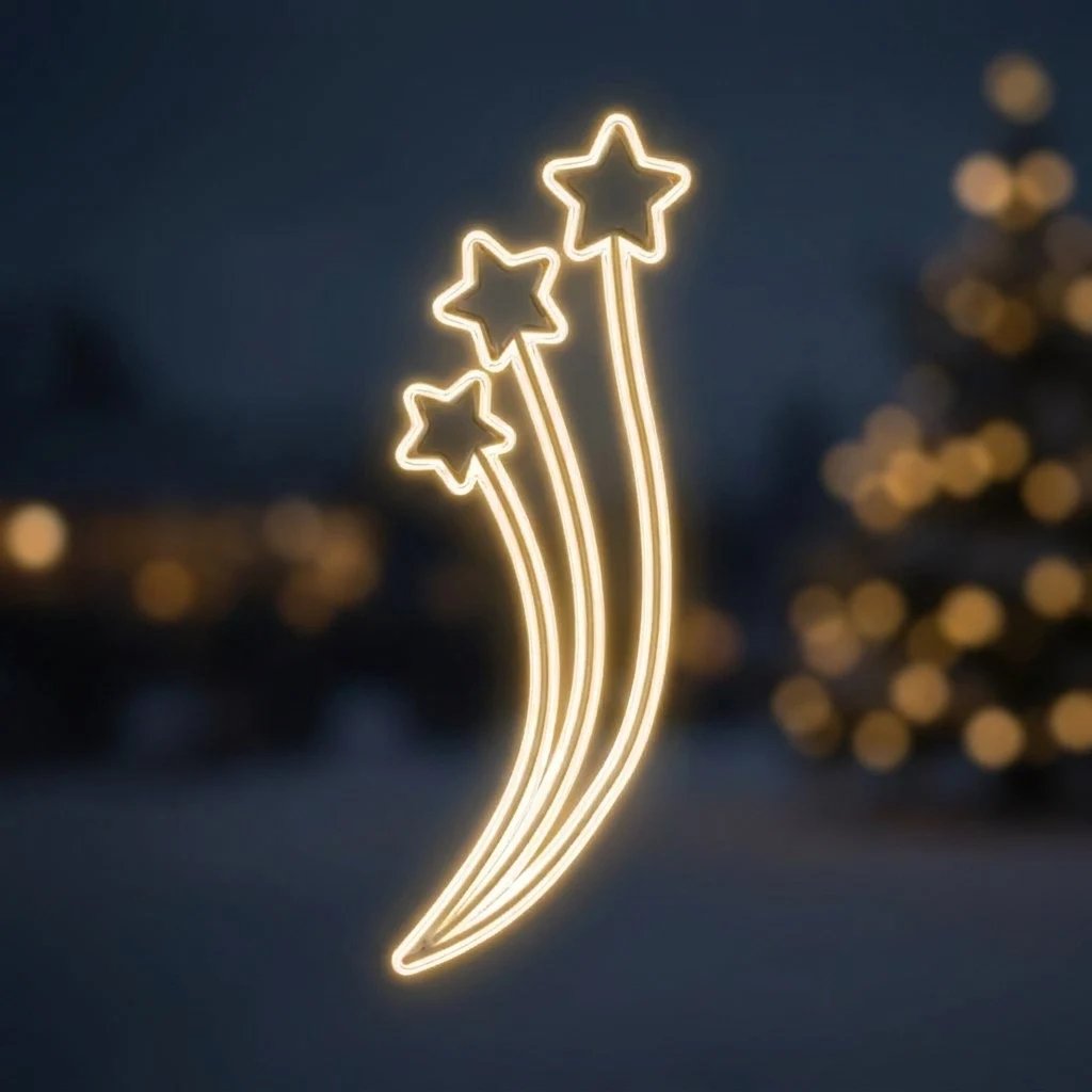 Easy Fix 2D LED star motif light, 70 × 160 cm, warm white, decor for public lighting, aluminium