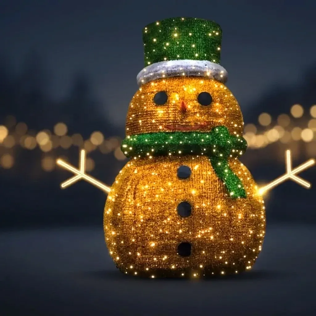 Eco Fix 3D LED snowman light, 600 × 240 cm, warm white, aluminium