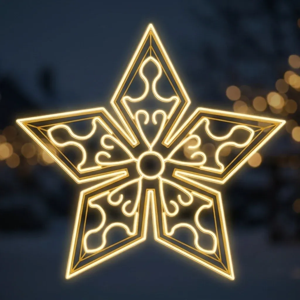 Easy Fix 2D LED star light star Star Anise VII. with ornaments, hanging, Ø 300 cm, aluminium