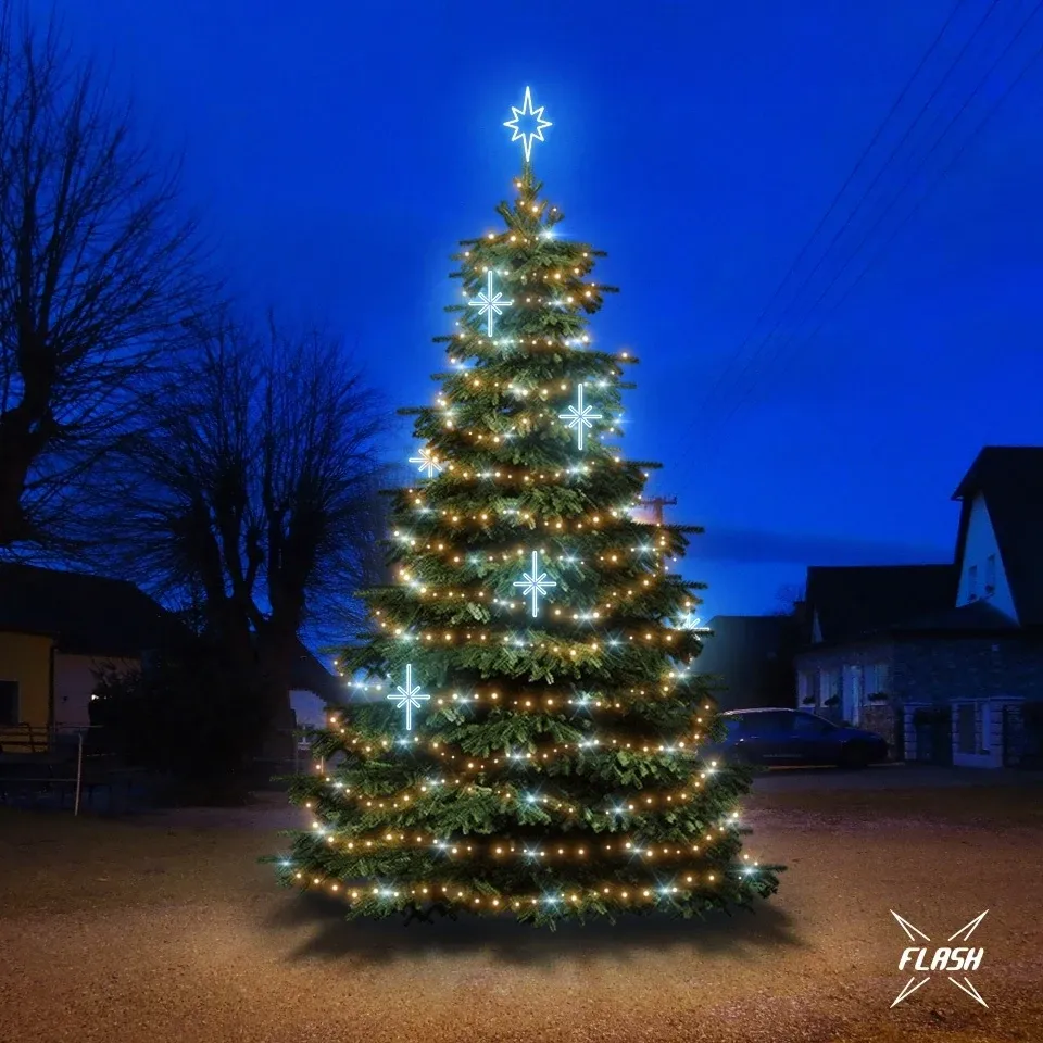 LED Light Set for Trees 6–8 m Tall, Warm White with Flash, Ice-Themed Decorations DZ113S3