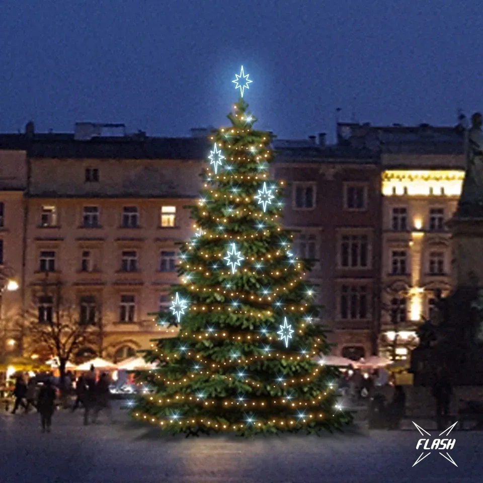 LED light set for Christmas trees 9-11 m high, warm white with Flash, ice decors EFD09S2