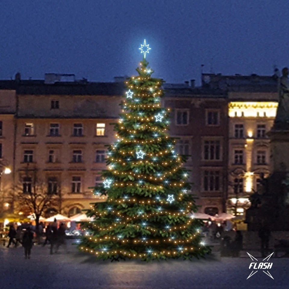 LED light set for Christmas trees 9-11 m high, warm white with Flash, ice decors EFD11
