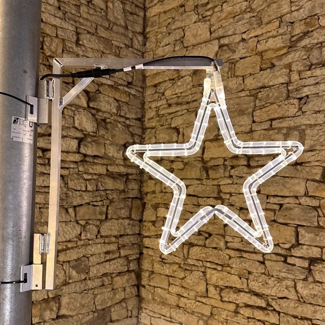 Easy Fix 2D LED light set, star XII., Ø 45 cm, warm white, public lighting set, aluminium