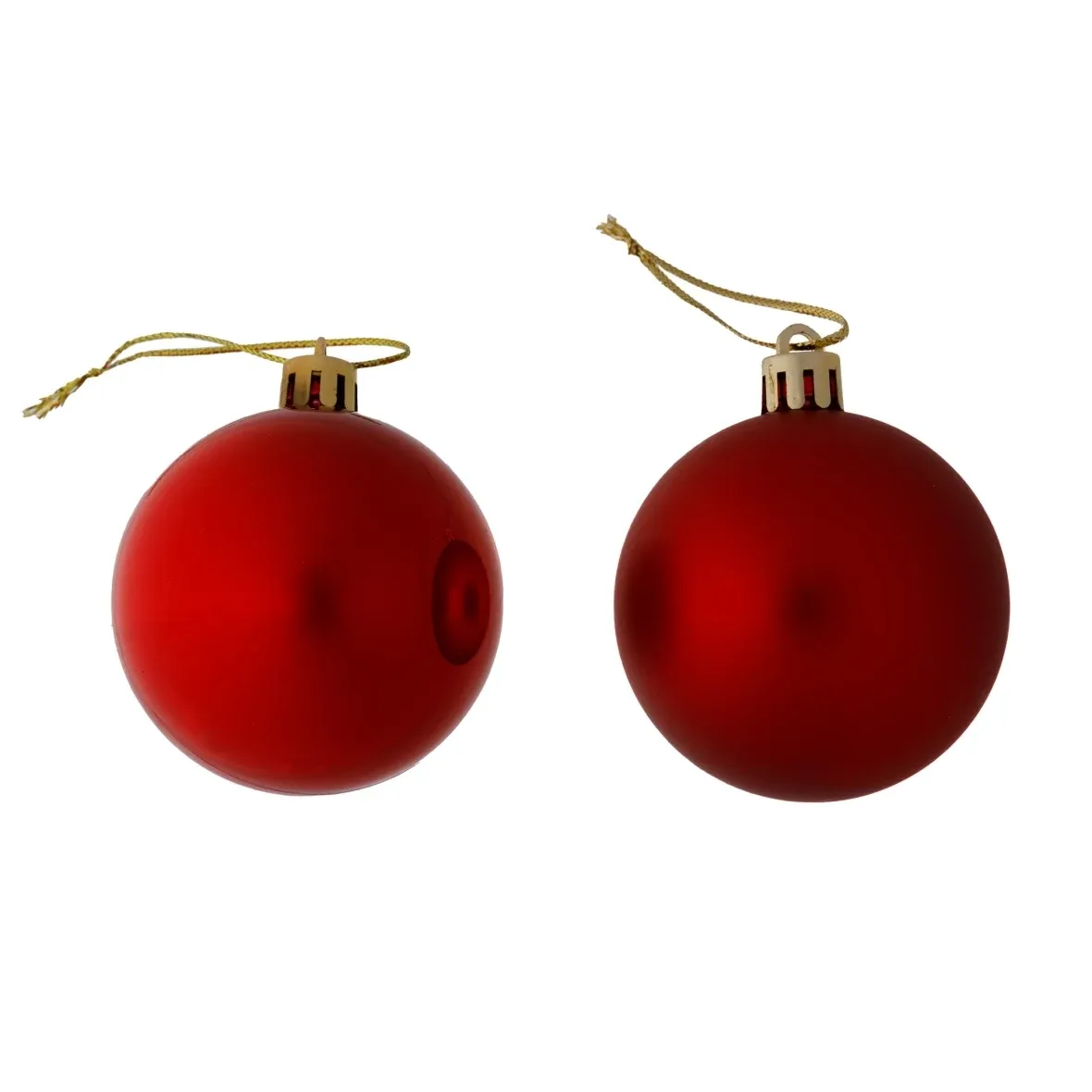 Set of Christmas ornaments red 6 cm plastic balls, 12× glossy, 12× matt, pack of 24