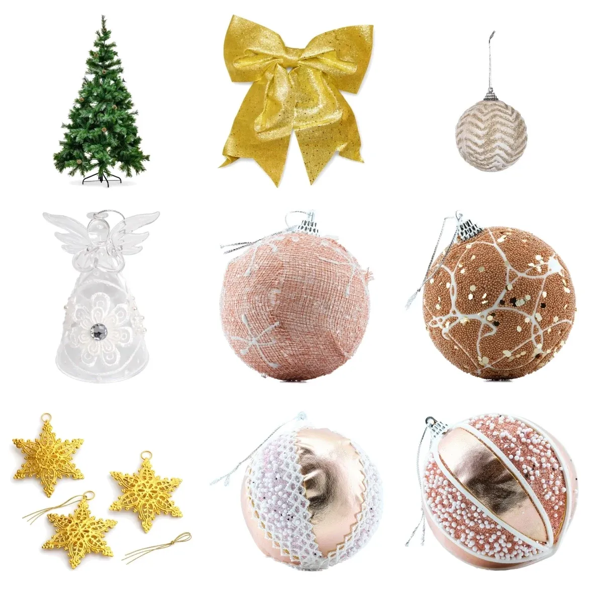 "Pink Christmas" Christmas Set: 180 cm Artificial Tree with Ornaments and a Bag