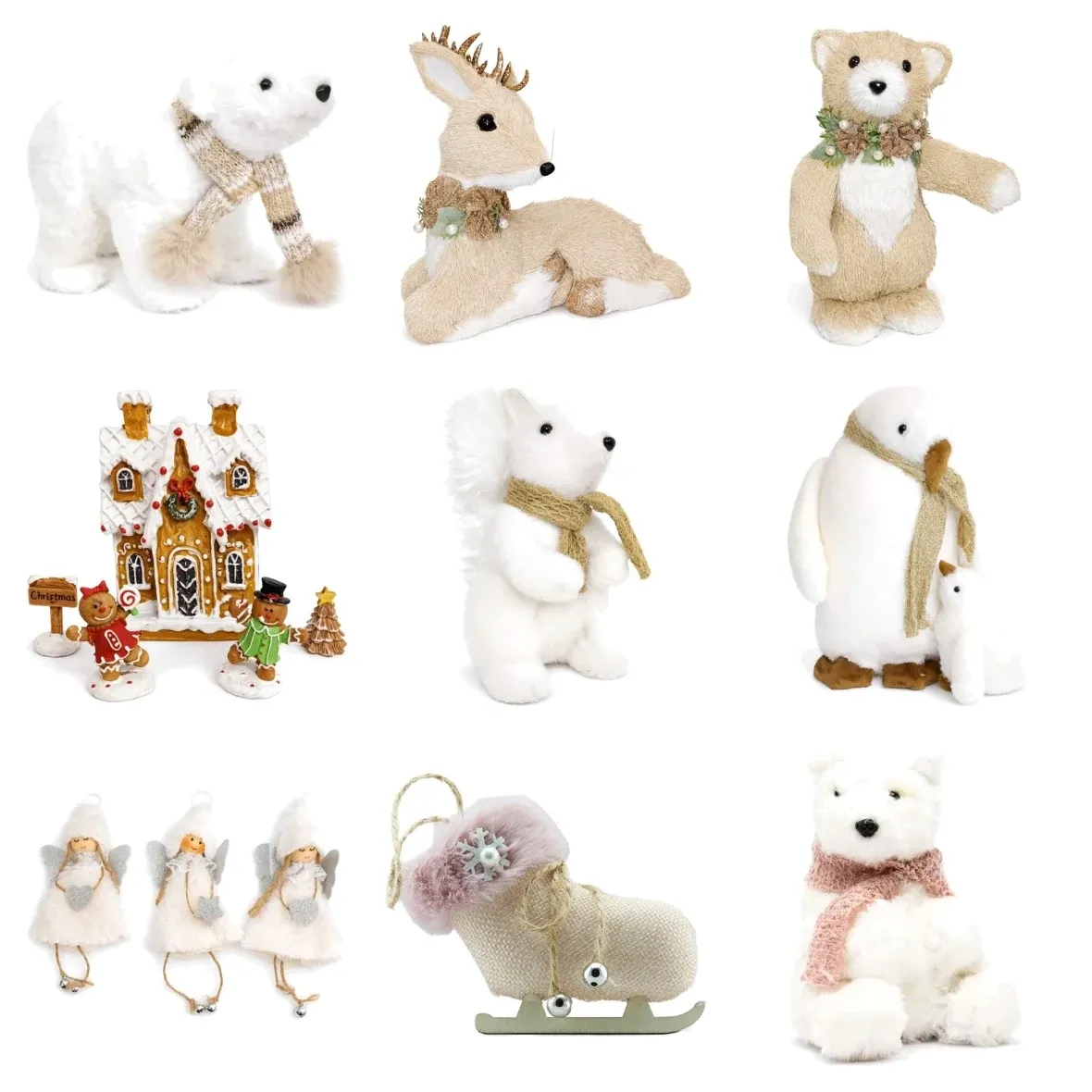 "Winter Family" Christmas Set: Plush Animals, Snow Globes, and Decorations