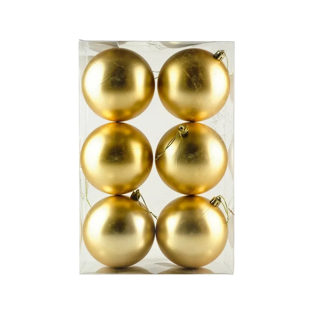 Set of Christmas ornaments champagne matt 10 cm plastic ball, pack of 6