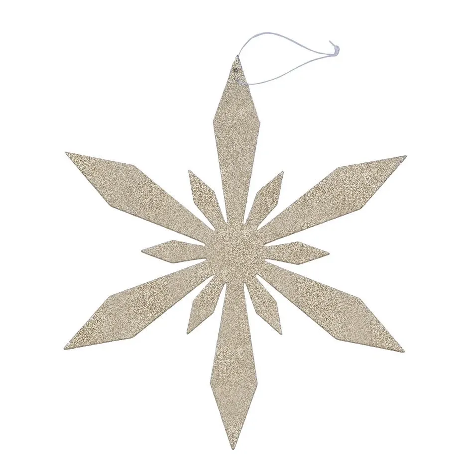 Christmas ornament snowflake II, diameter 15 cm, gold, plywood, outdoor