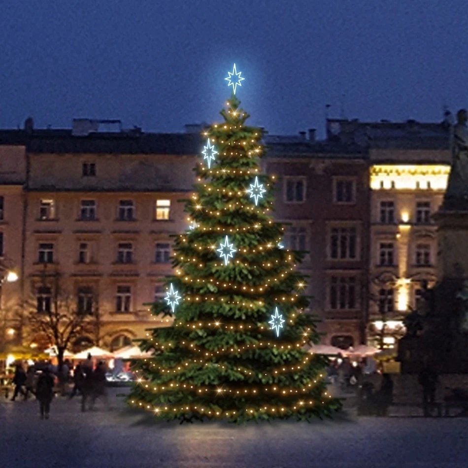 LED light set for Christmas trees 6-8 m high, warm white with icy white decors DZ141S2